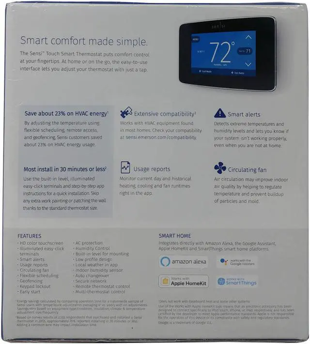 Alt view image 9 of 12 - Emerson Sensi Touch Wi-Fi Thermostat for Smart Home with Touchscreen Color Display