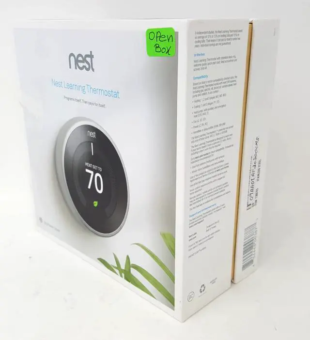 Alt view image 4 of 4 - OB Nest (T3007ES) Learning Thermostat, Easy Temperature Control for Every Room in Your House, Stainless Steel (Third Generation), Works with Alexa