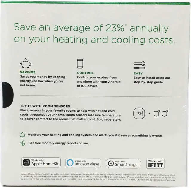 Alt view image 6 of 7 - Ecobee3 lite Smart Thermostat 2.0 , Compatible with Alexa, 2nd Gen EB-STATE3LT-02, No Hub Required - Black