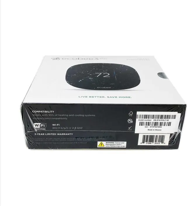 Alt view image 7 of 7 - Ecobee3 lite Smart Thermostat 2.0 , Compatible with Alexa, 2nd Gen EB-STATE3LT-02, No Hub Required - Black