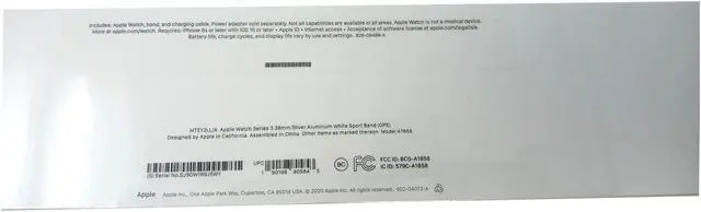 Alt view image 12 of 14 - Apple Watch Series 3 GPS w/ 38MM Silver Aluminum Case & White Sport Band