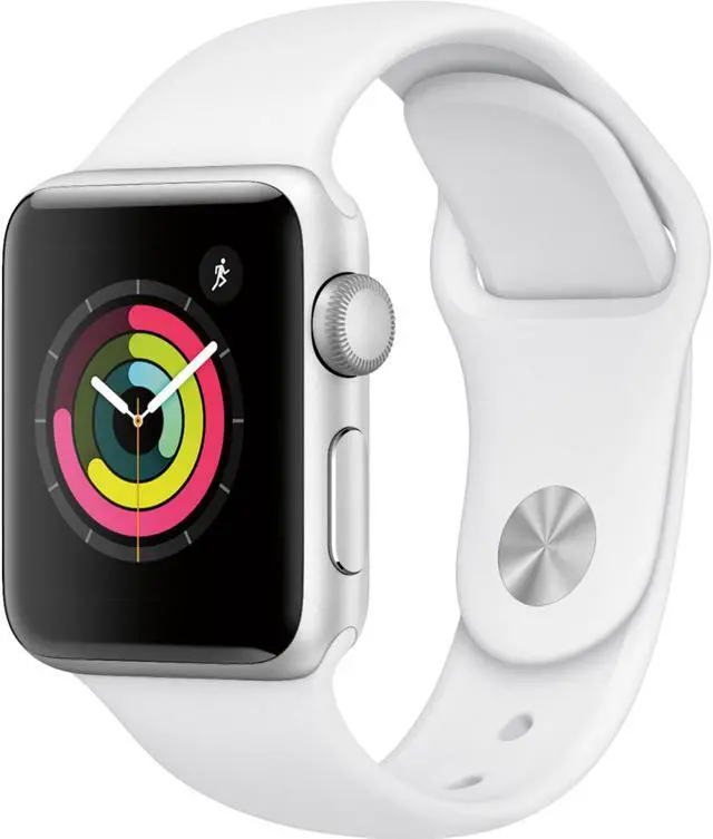 Alt view image 9 of 14 - Apple Watch Series 3 GPS w/ 38MM Silver Aluminum Case & White Sport Band