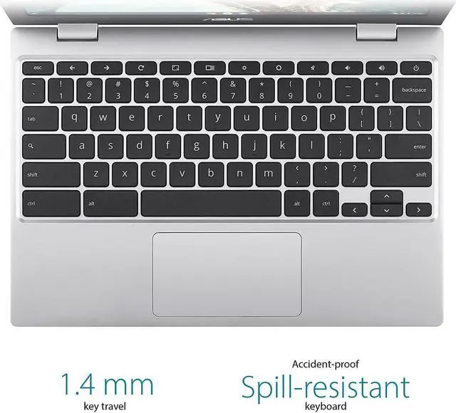 Alt view image 9 of 14 - ASUS Chromebook CX1, 11.6" HD NanoEdge Display, Intel Celeron N3350 Processor, 32GB eMMC,  4GB RAM, Spill-resistant Keyboard, Chrome OS, Transparent Silver, CX1100CNA-AS42