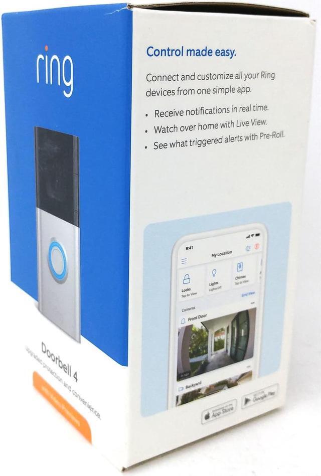 Alt view image 18 of 20 - Ring 53-026135 1080p Video Doorbell 4 - Cloud Storage - Water Resistant - Wi-Fi - 2-Way Audio - Alexa - USB - Satin Nickel
