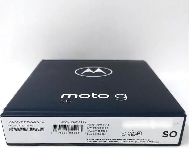 Alt view image 6 of 7 - Motorola Moto G 5G 2022 XT2213-3 64GB Unlocked 6.5 in 4GB RAM Smartphone - Moonlight Gray