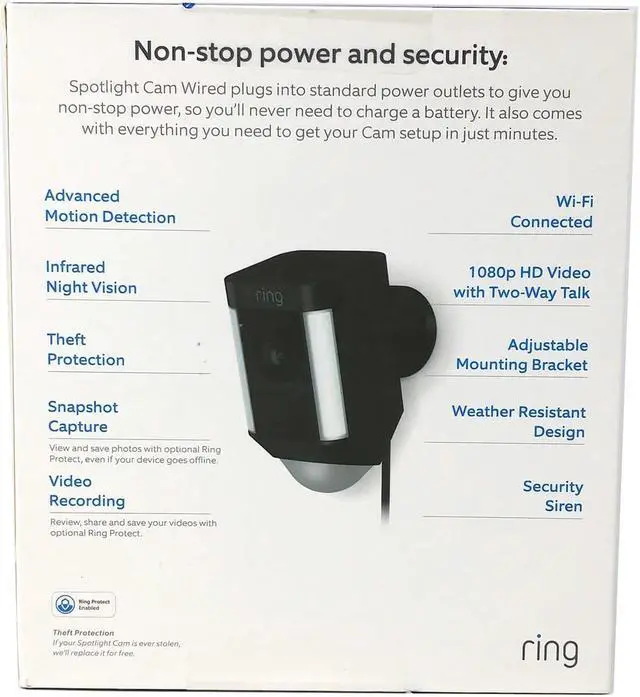Alt view image 7 of 7 - Ring Outdoor Camera & Spotlight Security Camera Wired -  Black