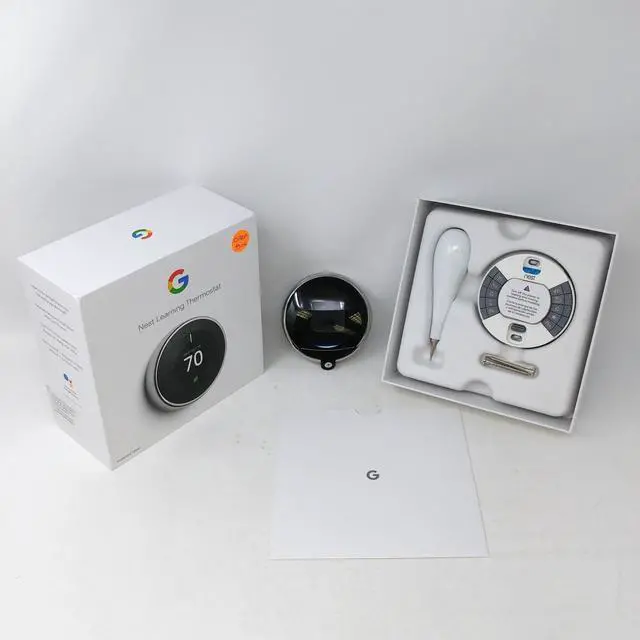 Main image of Nest T3019US Smart Learning Wi-Fi Programmable Thermostat, 3rd Gen, Polished Steel Home Depot Exclusive - Open Box