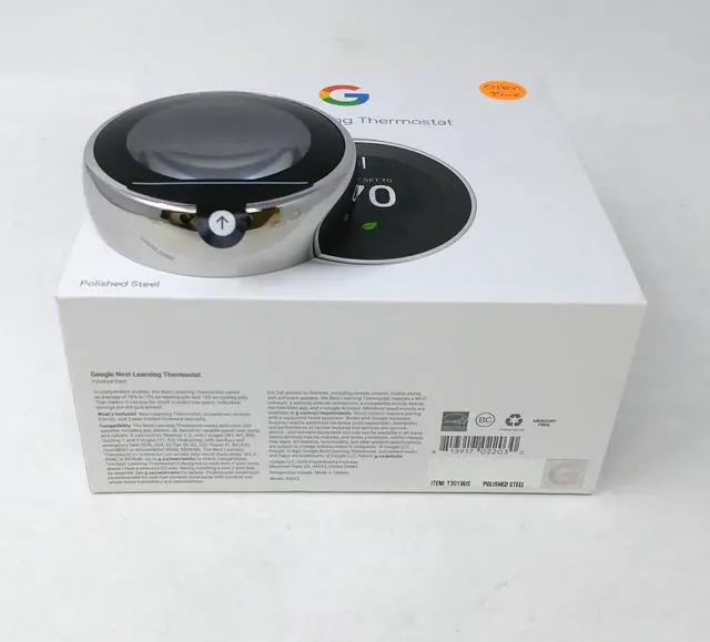 Alt view image 3 of 7 - Nest T3019US Smart Learning Wi-Fi Programmable Thermostat, 3rd Gen, Polished Steel Home Depot Exclusive - Open Box