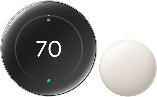 Alt view image 2 of 12 - Google Nest Learning Thermostat GA05551-US (4th Gen) with Temperature Sensor (2nd Gen) - Polished Silver