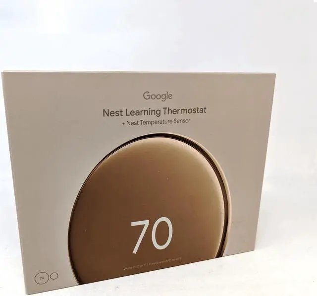 Alt view image 6 of 12 - Google Nest Learning Thermostat GA05171-US (4th Gen) with Temperature Sensor (2nd Gen) - Polished Gold
