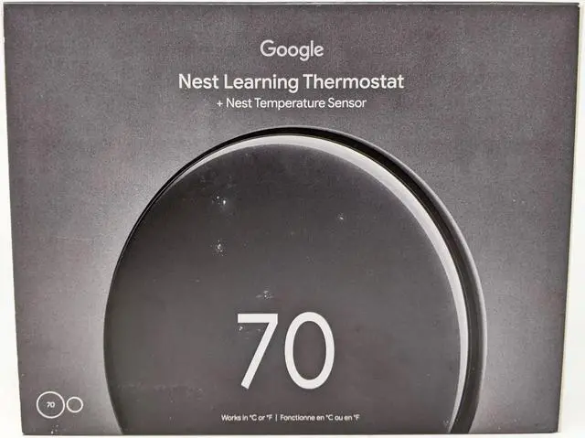Alt view image 2 of 12 - Google Nest Learning Thermostat GA05169-US (4th Gen) with Temperature Sensor (2nd Gen) - Polished Obsidian