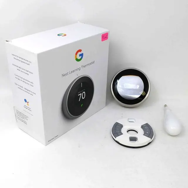 Alt view image 4 of 4 - Google Nest 3rd Gen T3007ES Stainless Steel Learning Thermostat Mint
