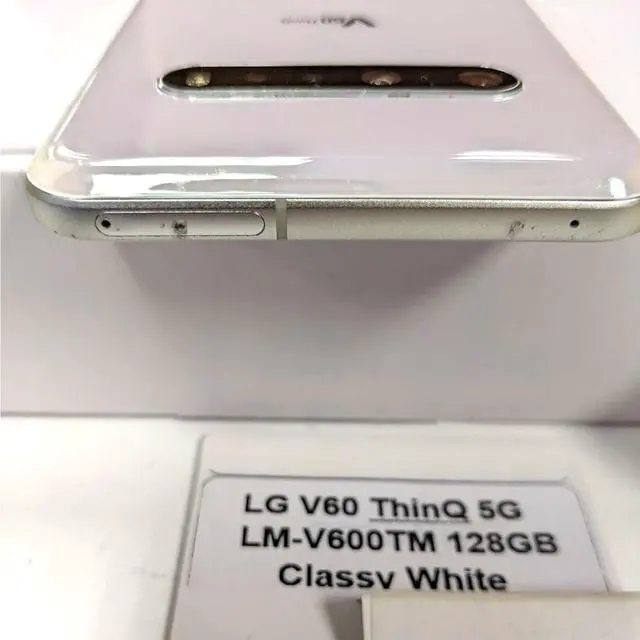 Alt view image 5 of 5 - LG V60 ThinQ 5G 128GB LM-V600TM T-Mobile 6.8 inch 8GB RAM Smartphone - Classy White - Good