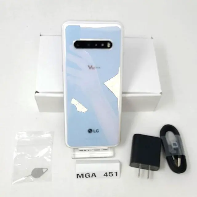 Alt view image 2 of 5 - LG V60 ThinQ 5G 128GB LM-V600TM T-Mobile 6.8 inch 8GB RAM Smartphone - Classy White - Good