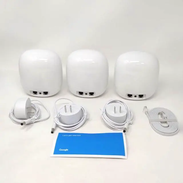 Main image of Google Nest Wifi Pro 6e AXE5400 Tri-Band GA03030-US Mesh Router 3 Pack - Snow- Mint