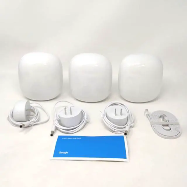 Alt view image 2 of 4 - Google Nest Wifi Pro 6e AXE5400 Tri-Band GA03030-US Mesh Router 3 Pack - Snow- Mint