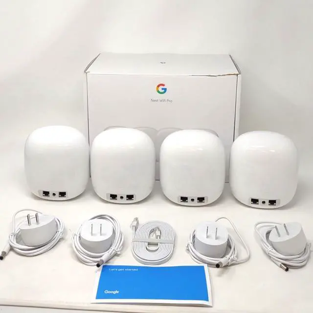 Alt view image 2 of 4 - Google Nest Wifi Pro 6e AXE5400 Tri-Band GA03030-US Mesh Router 4 Pack - Generic Box- Snow - Mint