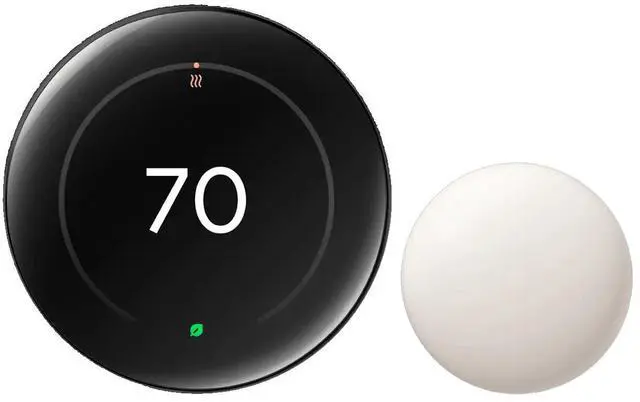 Main image of Google Nest Learning Thermostat GA05169-US (4th Gen) with Temperature Sensor (2nd Gen) - Polished Obsidian - Mint