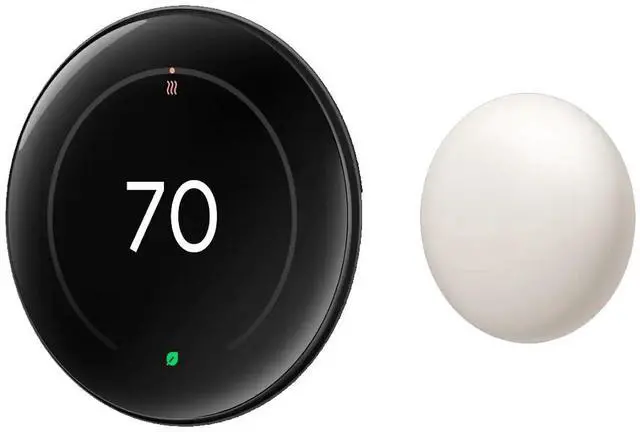 Alt view image 3 of 5 - Google Nest Learning Thermostat GA05169-US (4th Gen) with Temperature Sensor (2nd Gen) - Polished Obsidian - Mint