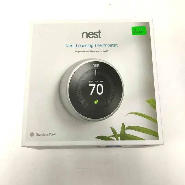 Main image of Google Nest 3rd Gen T3007ES Stainless Steel Learning Thermostat -Stainless Steel - Good