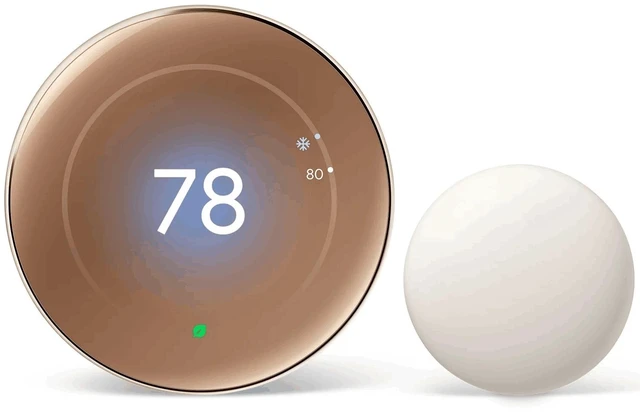 Main image of Google Nest Learning Thermostat GA05171-US (4th Gen)Temperature Sensor(2nd Gen) - Polished Gold - Good
