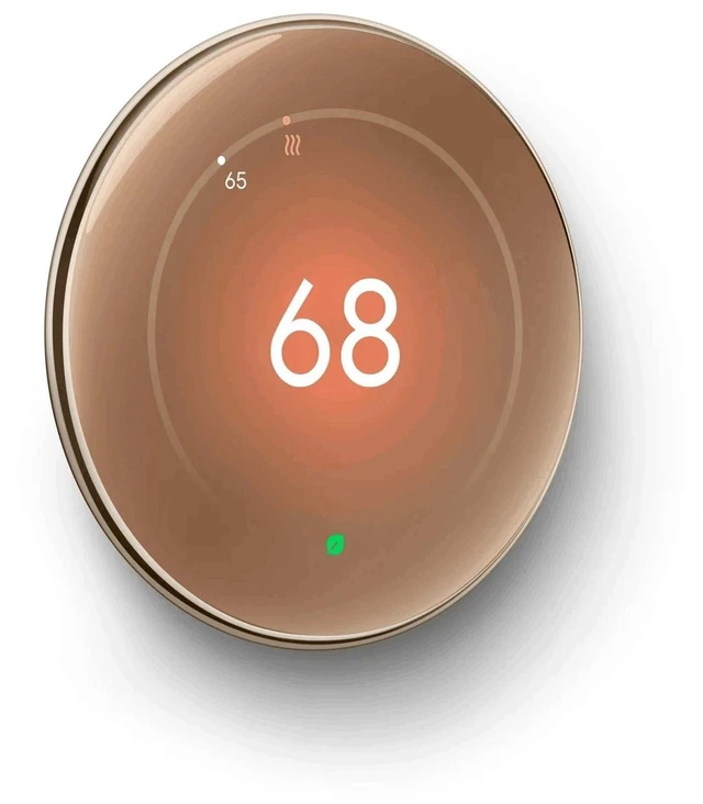 Alt view image 3 of 5 - Google Nest Learning Thermostat GA05171-US (4th Gen)Temperature Sensor(2nd Gen) - Polished Gold - Good