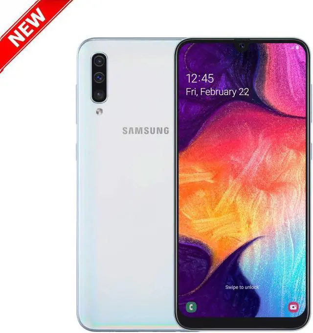 Main image of Samsung Galaxy A50 64GB A505G/DS Dual SIM GSM Factory Unlocked 4G LTE 6.4" SUPER AMOLED Display 4GB RAM Triple 25MP + 8MP + 5MP Camera Phone - White - International Version - Free SD Card