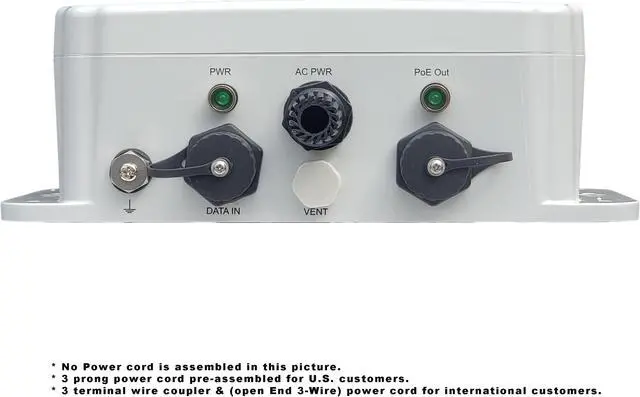 Alt view image 3 of 7 - LinkPower PIS2060 Outdoor 2-Port Gigabit PoE Injector, 802.3bt, Up to 60W, 3-Year Warranty