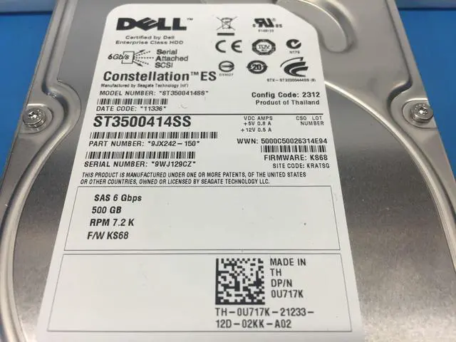 Main image of Dell-IMSourcing U717K 500 GB Hard Drive - 3.5" Internal - Near Line SAS (NL-SAS)
