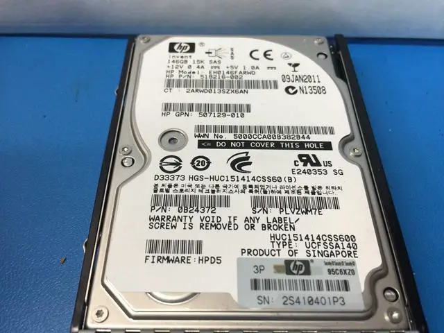Alt view image 3 of 6 - HP Enterprise 512547-B21-R 146GB 15000 RPM SAS 6Gb/s 2.5" SFF Internal Hard Drive