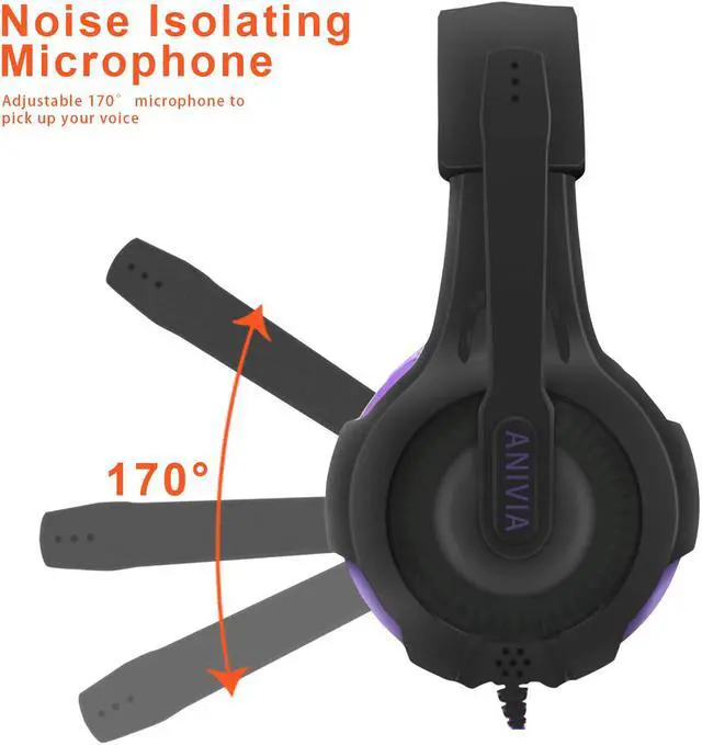 Alt view image 2 of 7 - AH68 Wired icrophone Gaming Headset, Soft and Comfortable Leather, Stereo Surround,Over Ear Gaming Headset for PC/MAC / PS4