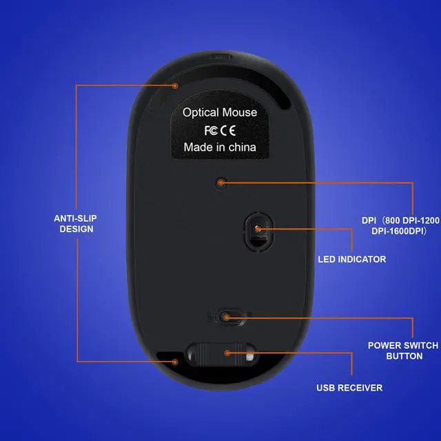 Alt view image 7 of 7 - Anivia 2.4G Rechargeable Wireless Mouse with USB Receiver, Portable Ultra-Thin Noiseless Mouse for Notebook, PC, Laptop, Computer, MacBook – Black