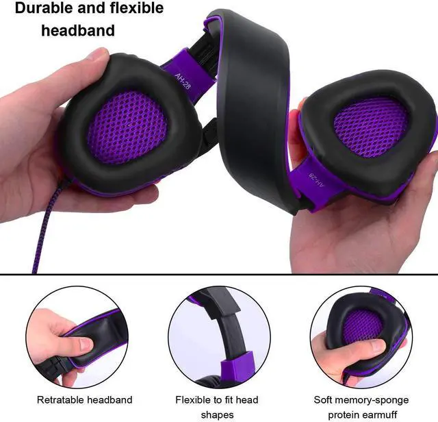 Alt view image 2 of 14 - Anivia AH28 3.5mm Wired Gaming Headset with Microphone,Noise Isolating Volume Control for Pc/Mac/Ps4/Phone