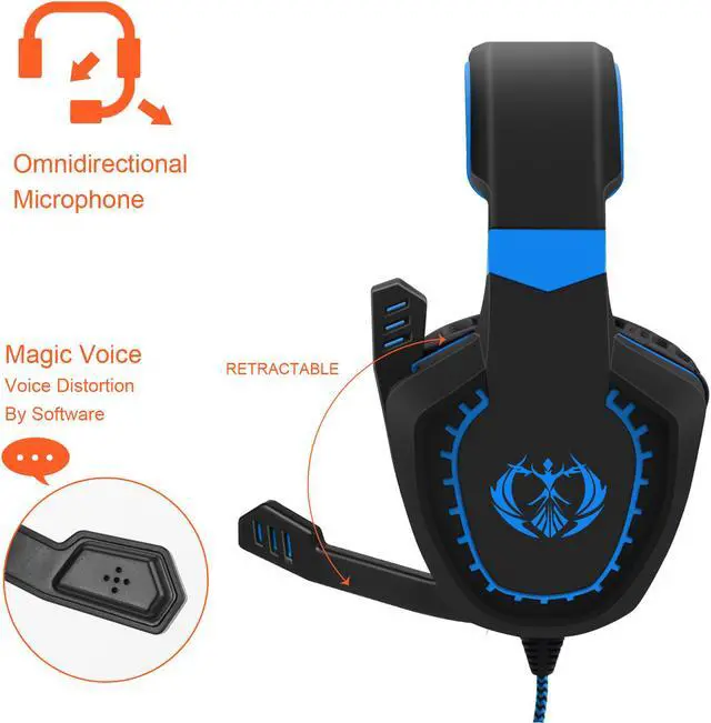 Alt view image 2 of 12 - PS4 Stereo Headphones, PC Wired Gaming Headset with Mic for Computers, PlayStation 4, Xbox One, Android, iOS, Laptop, Smartphone, Tablet