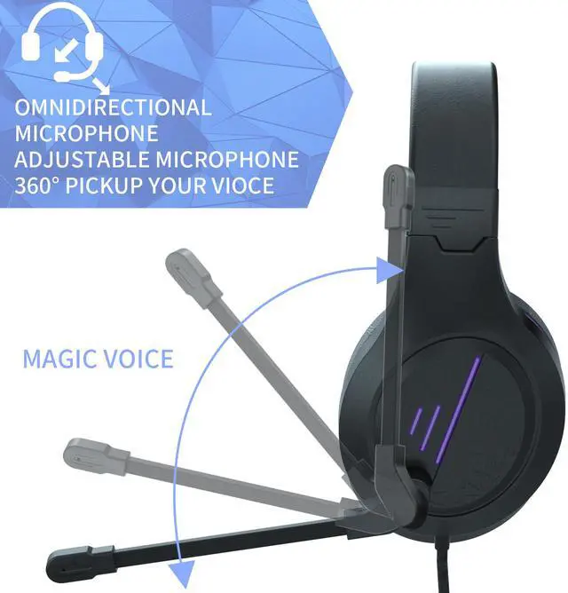 Alt view image 2 of 13 - Gaming Headset, Stereo Gaming Headphone with Microphone Vibration for Laptop, PC, Computer(Black Purple)