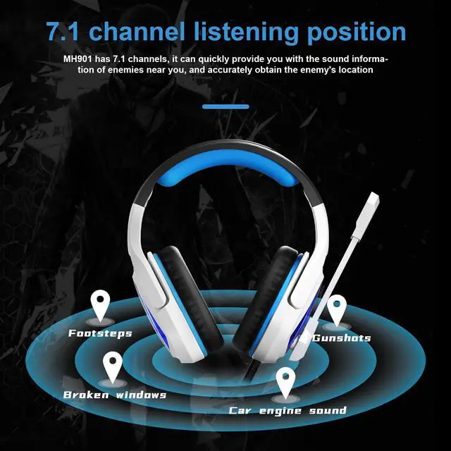 Alt view image 4 of 7 - Anivia MH901 7.1 Wired PC Gaming Headset,PS4 Gaming Headset High sound sensitivity Headphone with Mic for New Xbox One/Mac