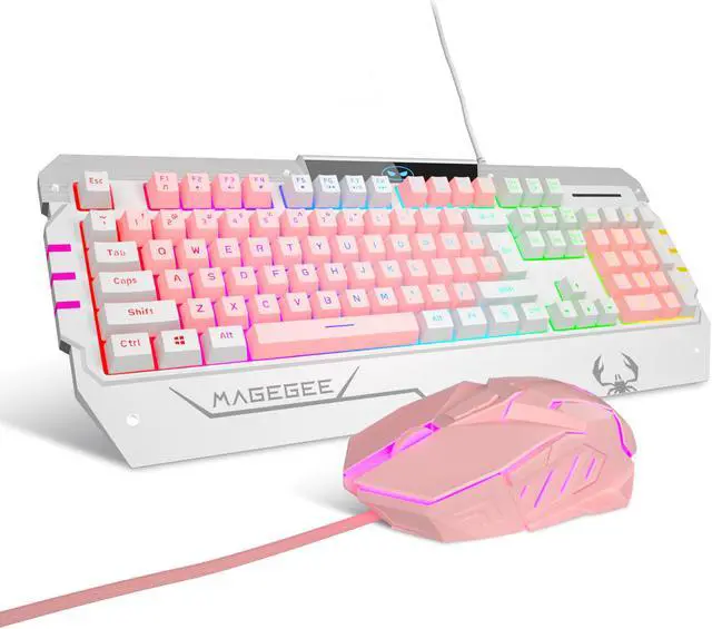 Alt view image 2 of 4 - PC Gaming Keyboard and Mouse Combo, LED  USB Keyboard and Mouse Set,  Gaming Mouse and Keyboard  Key Computer PC Gaming Keyboard with Wrist Rest-GT817 Pink