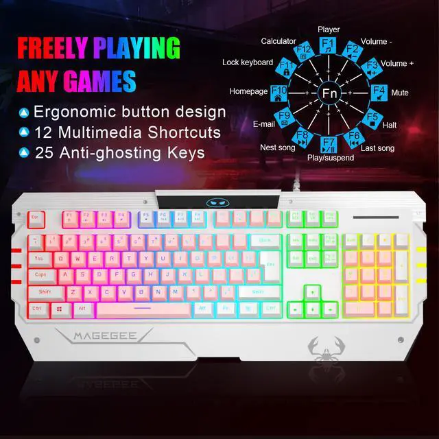 Alt view image 4 of 4 - PC Gaming Keyboard and Mouse Combo, LED  USB Keyboard and Mouse Set,  Gaming Mouse and Keyboard  Key Computer PC Gaming Keyboard with Wrist Rest-GT817 Pink