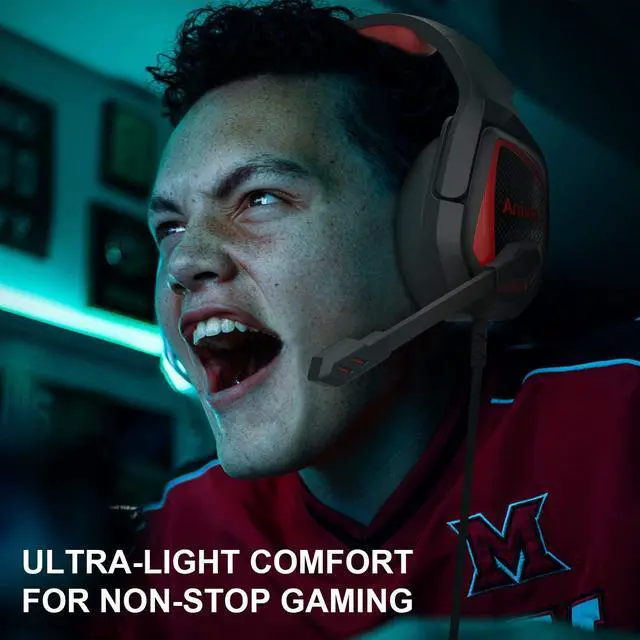 Alt view image 7 of 7 - PS4 Gaming Headset, Anivia PC Gaming Headset with Mic, Stereo Headphones Gaming Headset, 7.1 Surround Stereo Headset for PC Computers Xbox One Controller, Android, iOS Laptop,Tablet(MH602 Red)