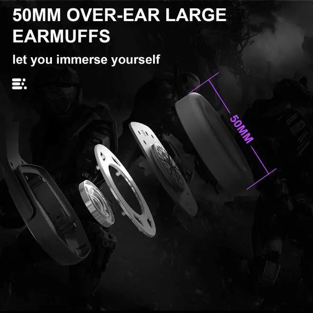 Alt view image 6 of 7 - Gaming Headset, Anivia PS4 Over Ear Headphones Soft Memory Earmuffs with Mic, Stereo Bass Surround for PS4 PC Xbox Laptop Mac