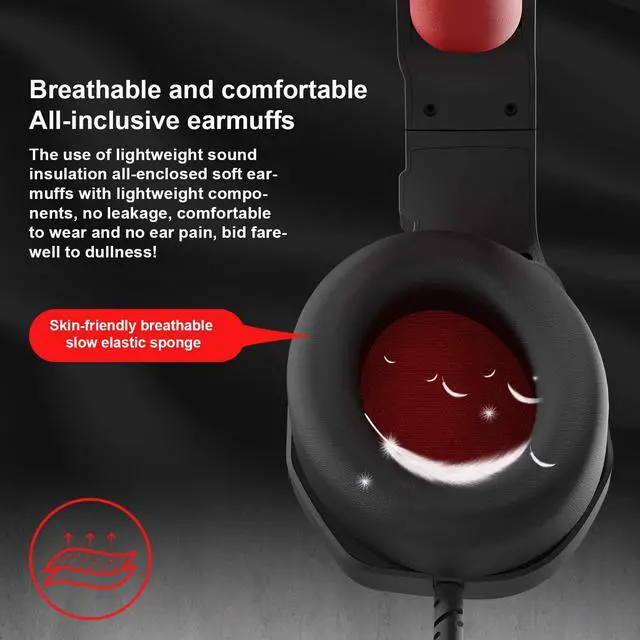 Alt view image 4 of 7 - PS4 Gaming Headset, Anivia PC Gaming Headset with Mic, Stereo Headphones Gaming Headset, 7.1 Surround Stereo Headset for PC Computers Xbox One Controller, Android, iOS Laptop,Tablet(MH602 Red)