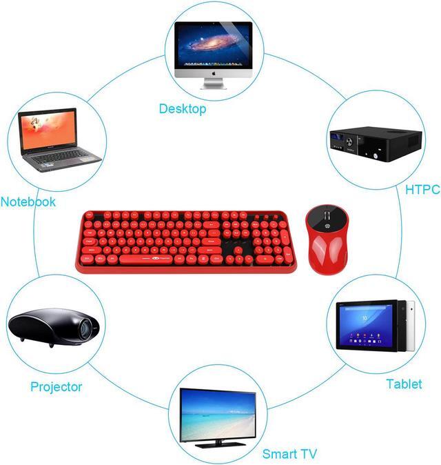 Alt view image 3 of 7 - Wireless Keyboard and Mouse Combo, 2.4G Cute Round Mute Keyboard Mouse Set for Laptop, Computer, Mac(Red Black)