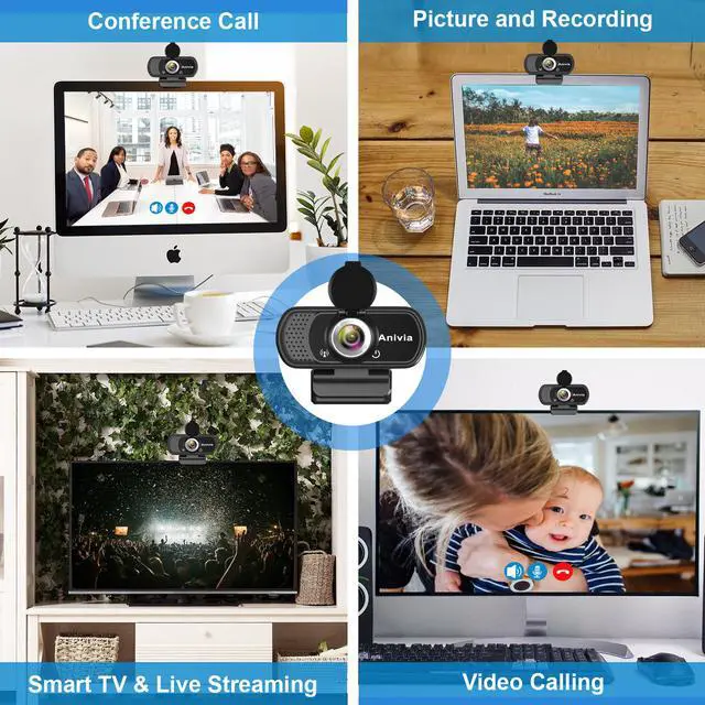 Alt view image 6 of 7 - Anivia 1080p HD Webcam with Microphone , USB Webcam for TV, Live Streaming, Conference, Gaming, Video Calling, Autofocus Full HD Web Camera 1080p 30fps W5 Flexible Rotatable Clip Laptop Home Webcam