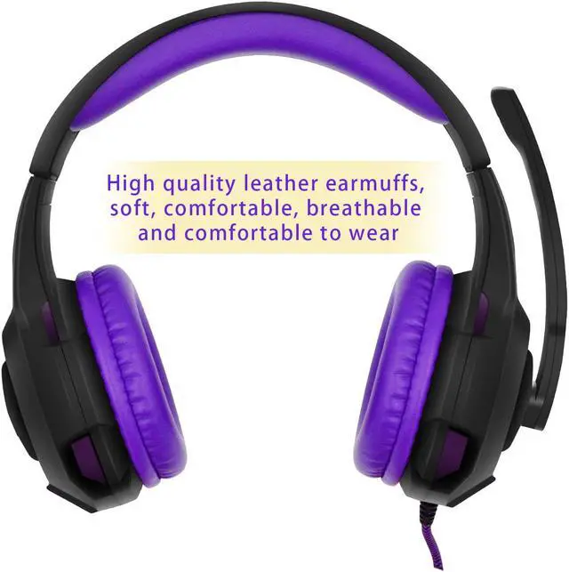 Alt view image 2 of 7 - PS4 Headset PC Gaming Headsets for Xbox One - AH68 3.5mm Wire Over Ear Headphone with Mic, Volume Control, Noise Isolating Compatible with Playstation4, Laptop, PSP, MP3, Smartphones, Tablet
