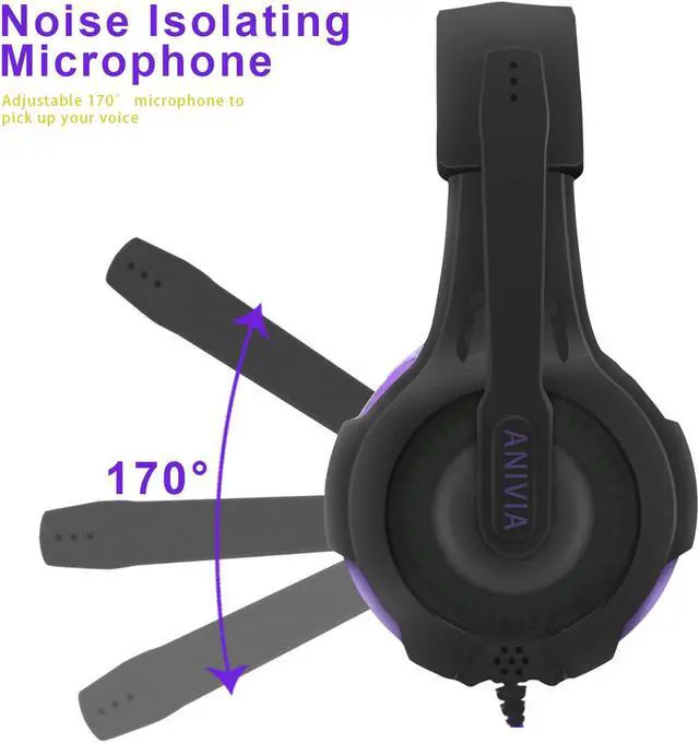Alt view image 3 of 7 - PS4 Headset PC Gaming Headsets for Xbox One - AH68 3.5mm Wire Over Ear Headphone with Mic, Volume Control, Noise Isolating Compatible with Playstation4, Laptop, PSP, MP3, Smartphones, Tablet