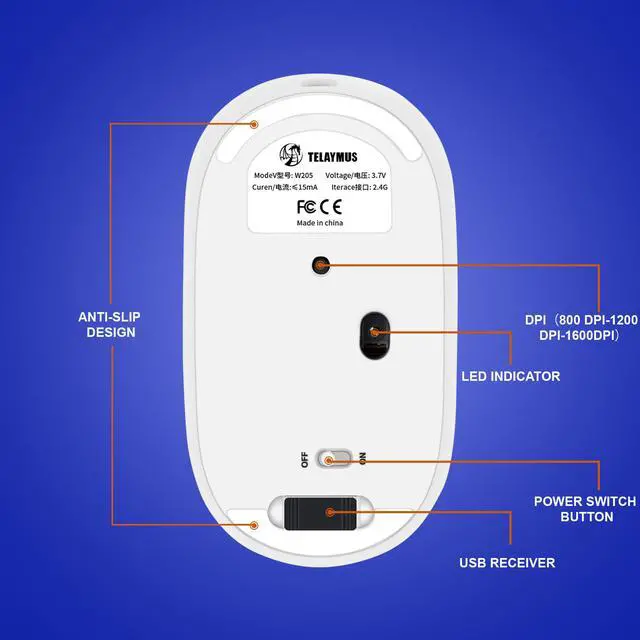 Alt view image 6 of 7 - Wireless Mouse with USB Receiver, Rechargeable Portable Ultra-Thin Noiseless Mouse for Notebook, PC, Laptop, Computer, MacBook - Gradient