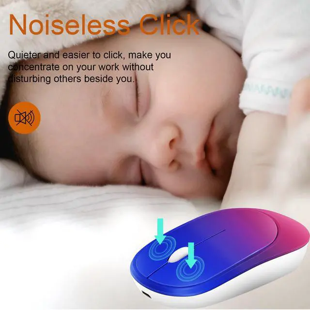 Alt view image 4 of 7 - Wireless Mouse with USB Receiver, Rechargeable Portable Ultra-Thin Noiseless Mouse for Notebook, PC, Laptop, Computer, MacBook - Gradient