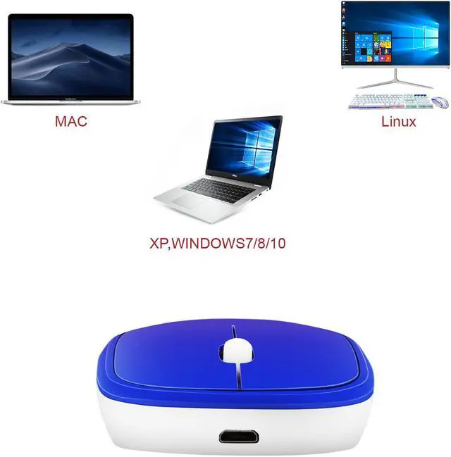 Alt view image 5 of 7 - Wireless Mouse with USB Receiver, Rechargeable Portable Ultra-Thin Noiseless Mouse for Notebook, PC, Laptop, Computer, MacBook - Gradient