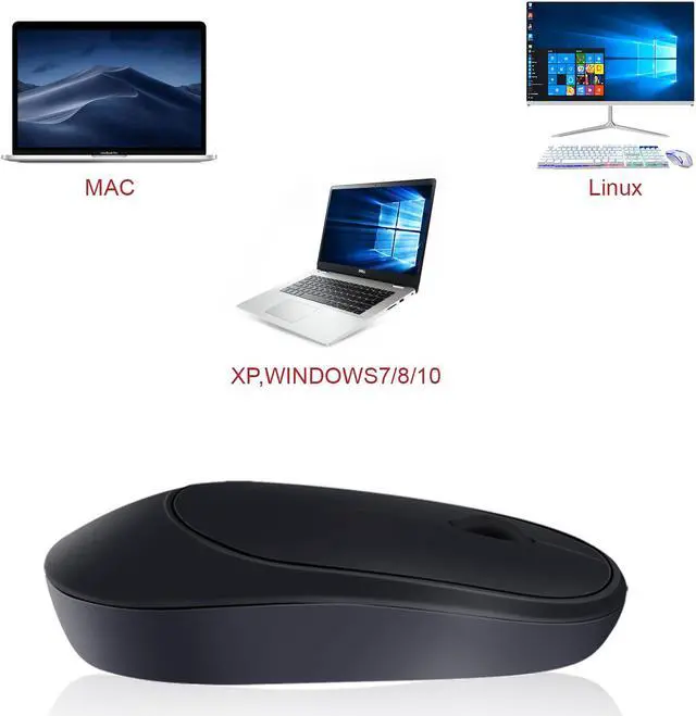 Alt view image 2 of 7 - Wireless Mouse with USB Receiver, 2.4G Rechargeable Portable Ultra-Thin Noiseless Mouse for Notebook, PC, Laptop, Computer, MacBook  Black