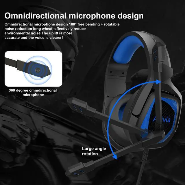 Alt view image 3 of 6 - Gaming Headset,Over Ear Headphones with Mic,Comfort Headsetfor PS4 PC Xbox One Controller Noise Cancelling Bass Surround, Soft Memory Earmuffs for Laptop Mac Nintendo Switch
